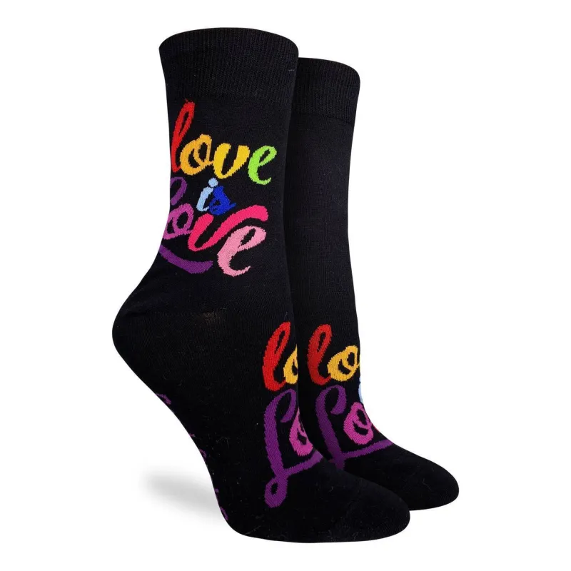 "Love is Love" Cotton Crew Socks by Good Luck Sock sold by Great Sox