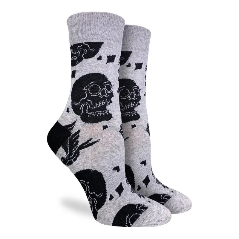 "Skulls" Cotton Crew Socks by Good Luck Sock sold by Great Sox
