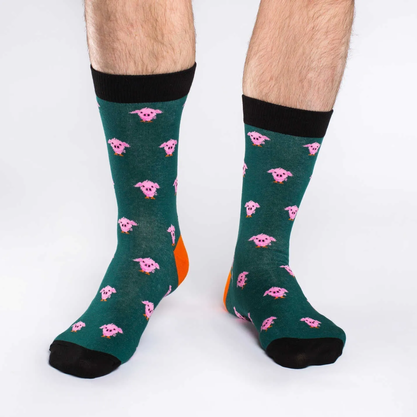 "Green Pigs" Cotton Crew Socks by Good Luck Sock - Large sold by Great Sox product image thumbnail 2