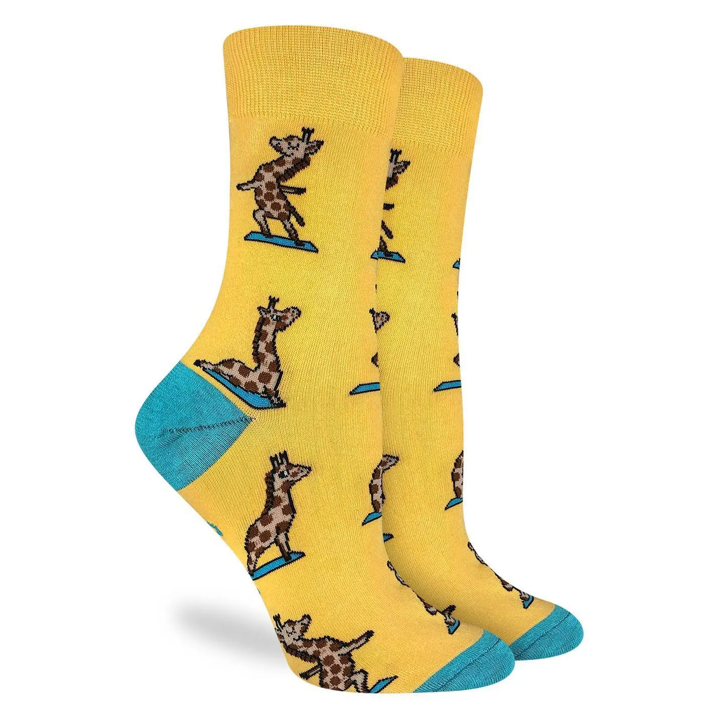 "Yoga Giraffes" Cotton Crew Socks by Good Luck Sock - Medium sold by Great Sox
