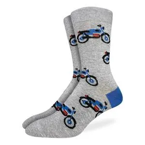"Grey Motorcycle" Cotton Crew Socks by Good Luck Sock - Large sold by Great Sox