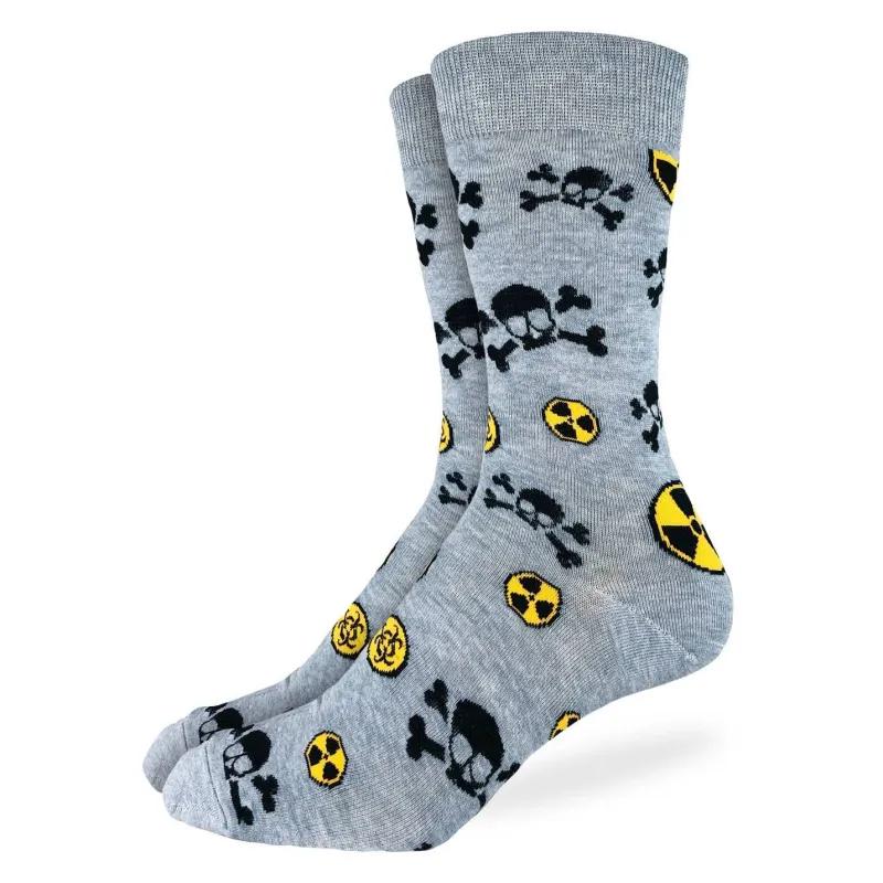 "Radioactive & Biological Hazard" Cotton Crew Socks by Good Luck Sock - Large (CLEARANCE) made by Great Sox
