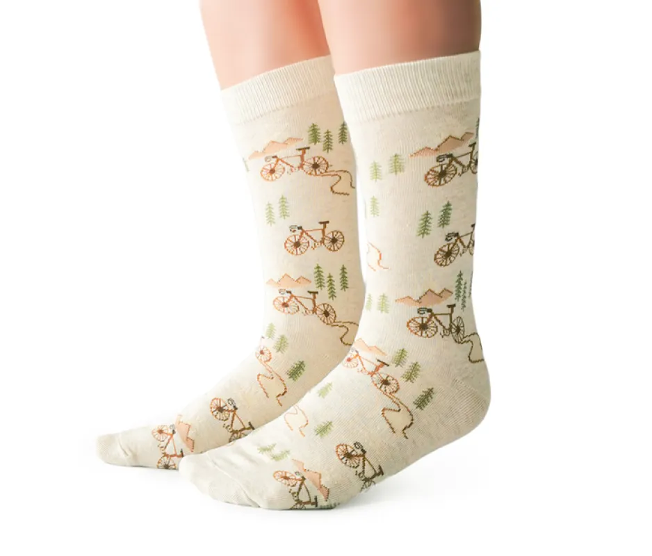 "Cycle Path" Cotton Crew Socks by Uptown Sox - Medium sold by Great Sox