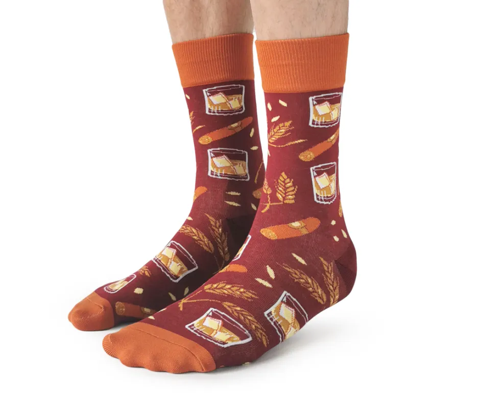 "Whiskey Business" Cotton Crew Socks by Uptown Sox - Large sold by Great Sox