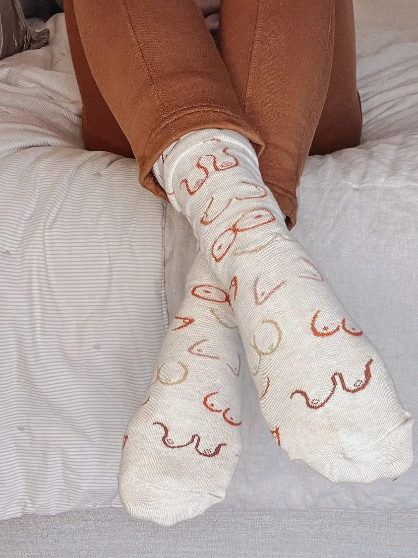 "Simply The Breast" Crew Socks by Uptown Sox sold by Great Sox product image thumbnail 2