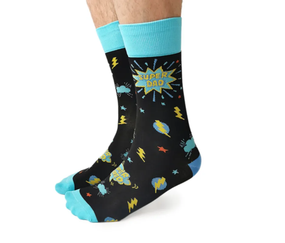 "Super Dad" Crew Socks by Uptown Sox - Large sold by Great Sox