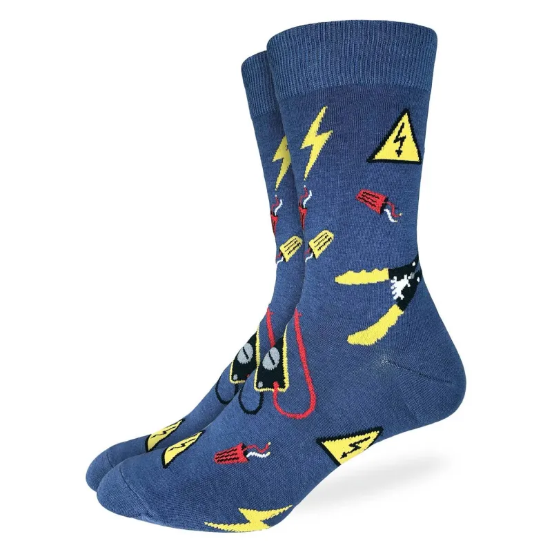 "Electrician" Crew Socks by Good Luck Sock - Large sold by Great Sox