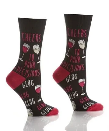 “Pour Decisions” Cotton Dress Crew Socks by YO Sox - Medium sold by Great Sox