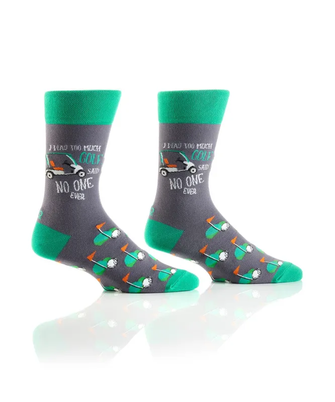 "Too Much Golf" Cotton Dress Crew Socks by YO Sox - Large sold by Great Sox