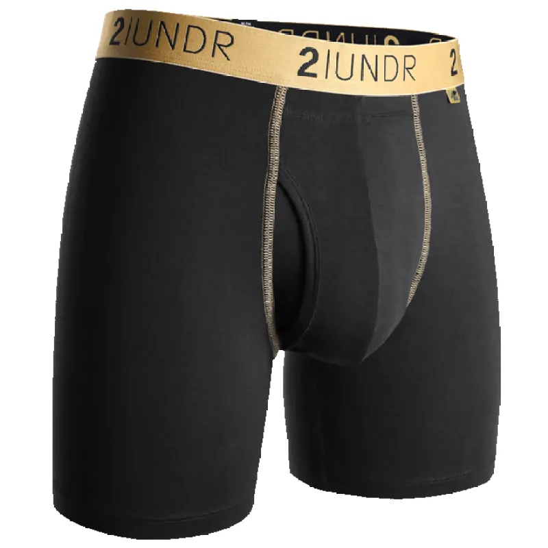 2UNDR Swing Shift 6" Boxer Brief -  Black w/ Gold sold by Great Sox