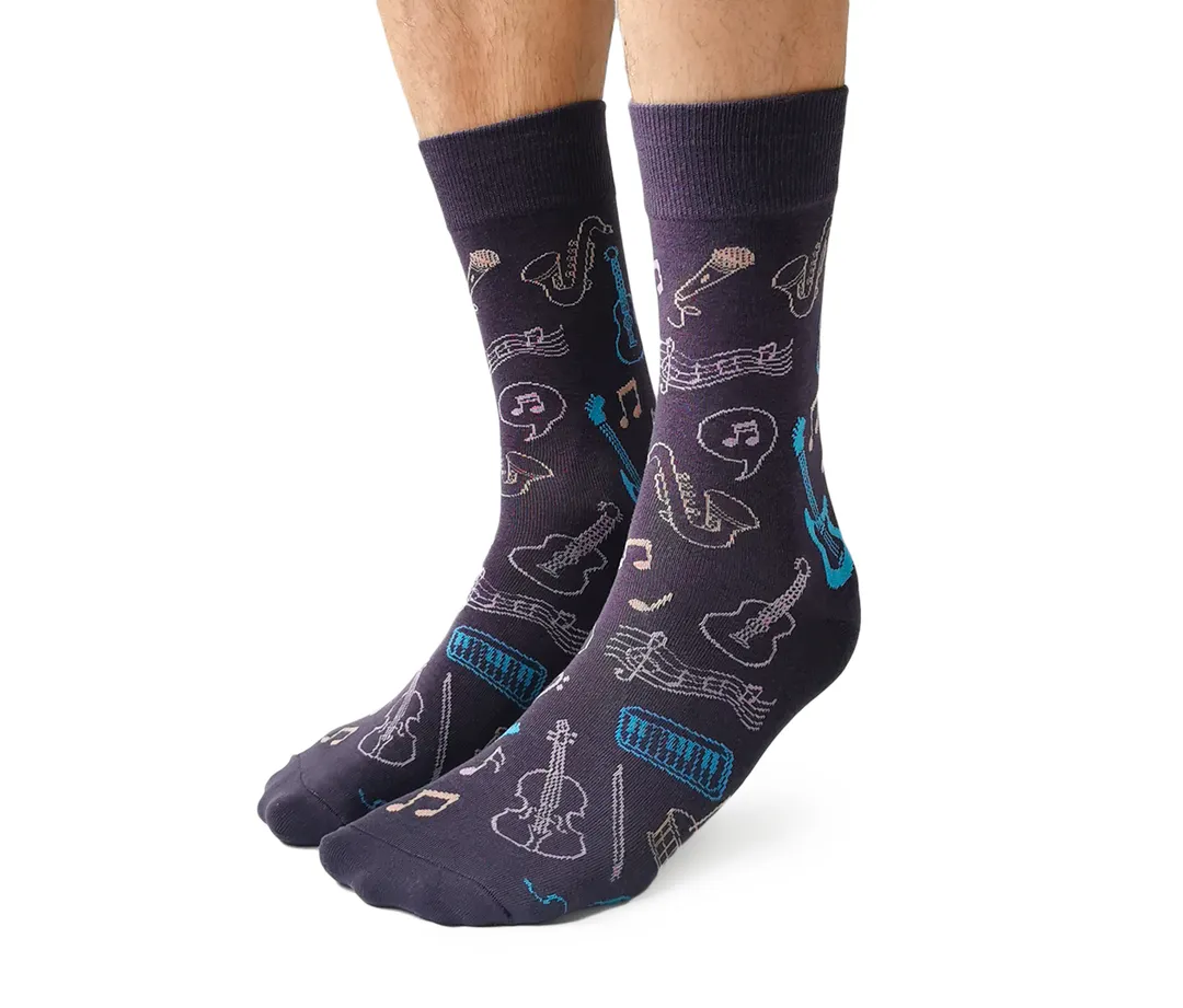 "Funky Music" Cotton Crew Socks by Uptown Sox sold by Great Sox product image thumbnail 2