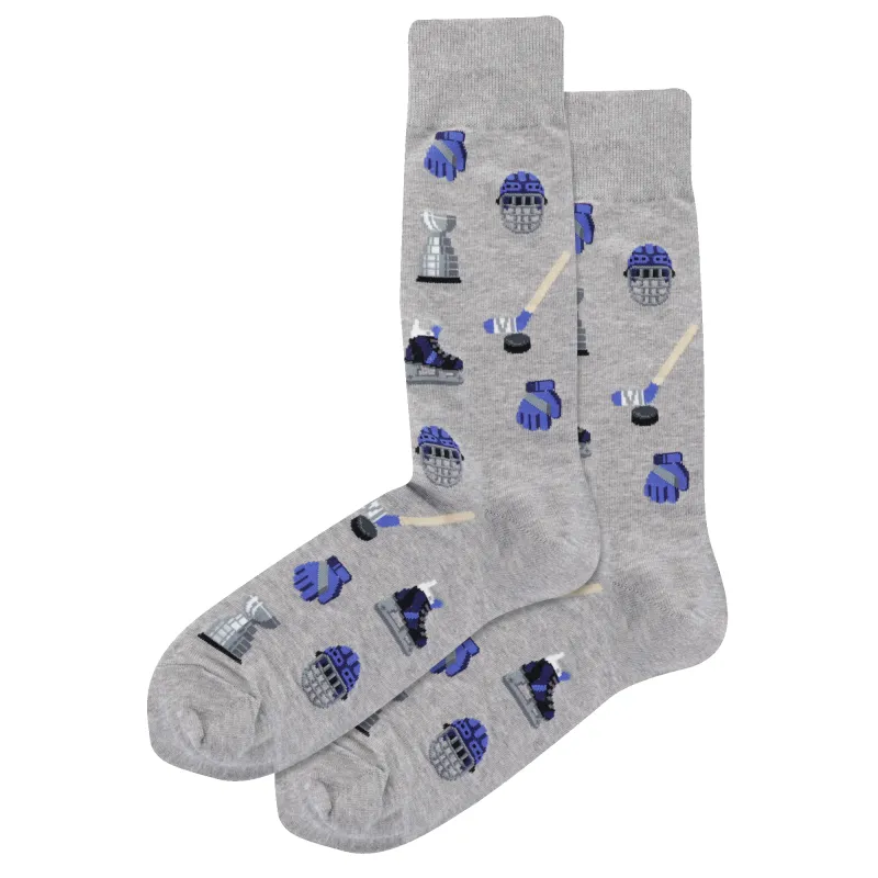 "Hockey Stick" Cotton Crew Socks by Hot Sox - Large sold by Great Sox