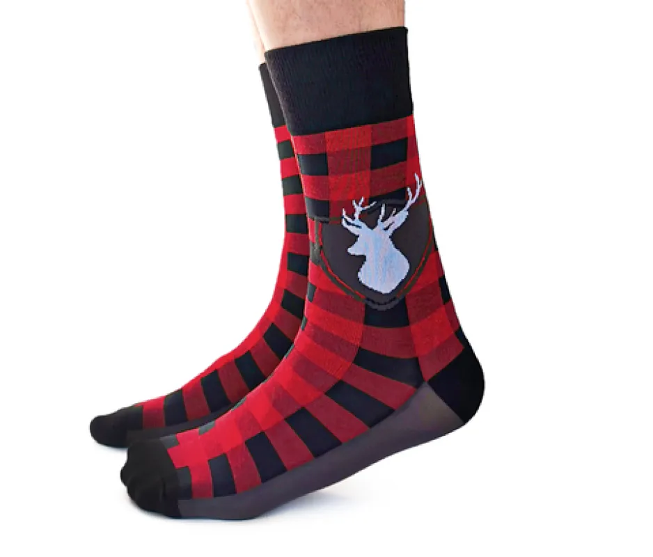 "Tartan Buck" Cotton Crew Socks by Uptown Sox - Large sold by Great Sox