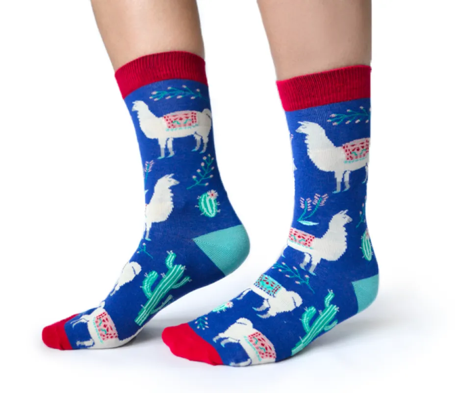 "Loco Llama" Cotton Crew Socks by Uptown Sox - Medium sold by Great Sox