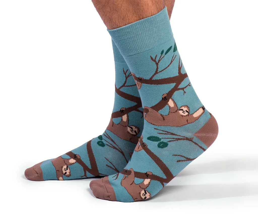 "Slothin' Around" Cotton Crew Socks by Uptown Sox sold by Great Sox