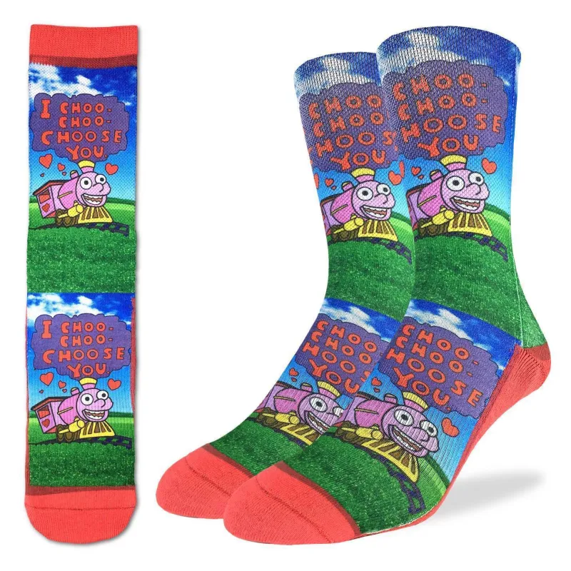 "I Choo Choo Choose You" Crew Socks by Good Luck Sock - Medium sold by Great Sox