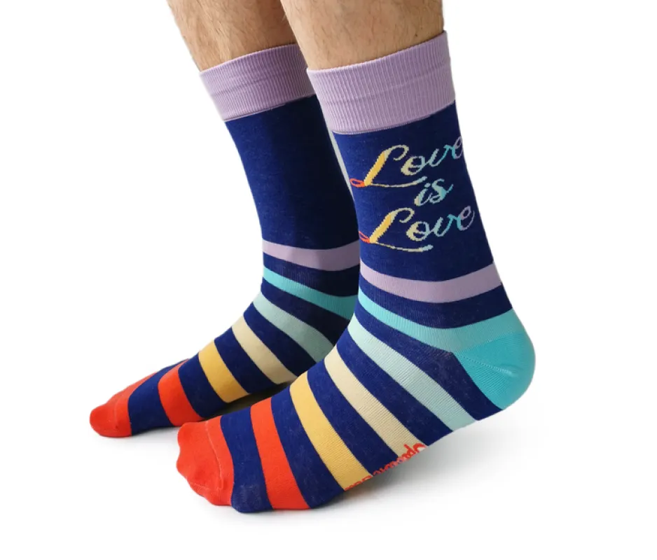 "Love is Love" Pride Cotton Crew Socks by Uptown Sox - Medium sold by Great Sox