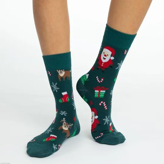 "Santa and Rudolph" Cotton Crew Socks by Good Luck Sock sold by Great Sox product image thumbnail 3