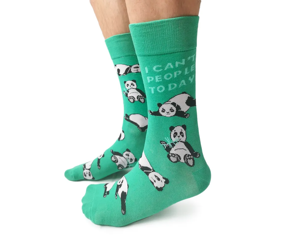 "Passive Panda" Cotton Crew Socks by Uptown Sox sold by Great Sox