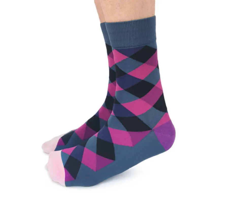 "Blackcurrant" Cotton Crew Socks by Uptown Sox - Large sold by Great Sox