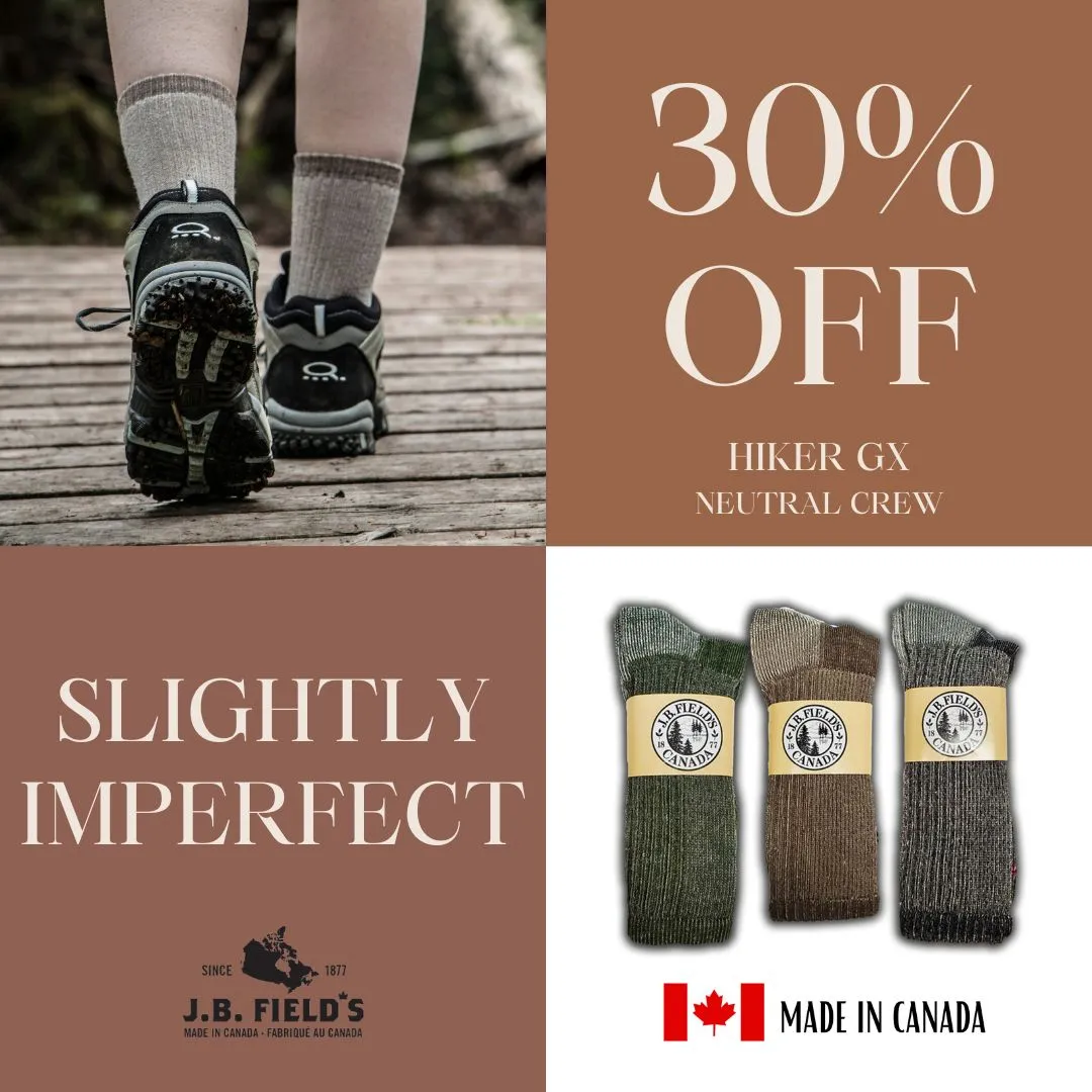 3 PAIR - J.B. Field's "Hiker GX" Merino Wool Hiking Sock (SLIGHTLY IMPERFECT) - NEUTRAL sold by Great Sox