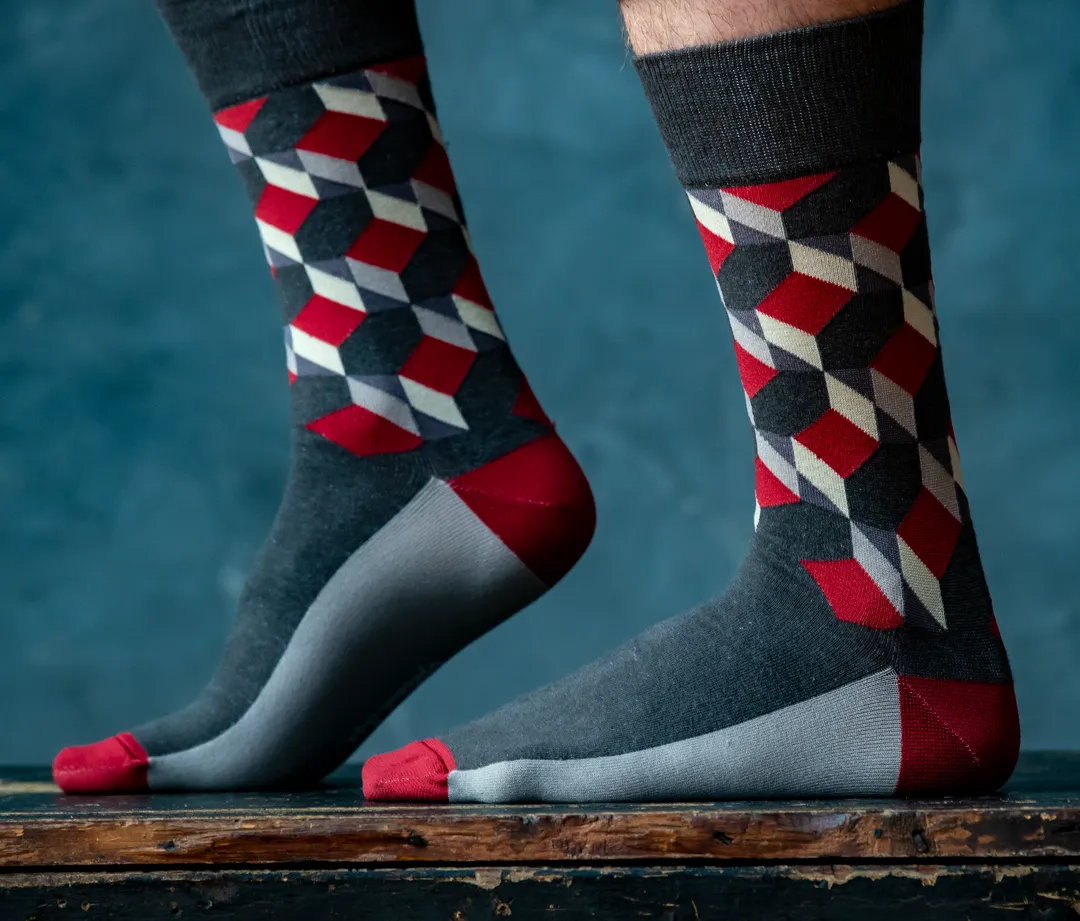 "Earl's Gray" Cotton Crew Socks by Uptown Sox - Large sold by Great Sox product image thumbnail 3