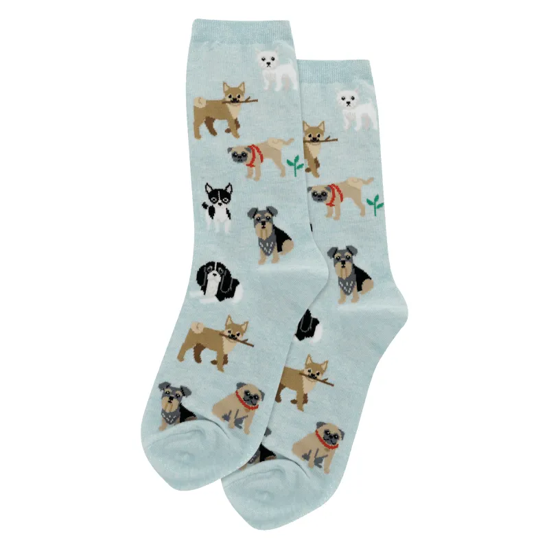"Dogs of the World" Cotton Crew Socks by Hot Sox sold by Great Sox