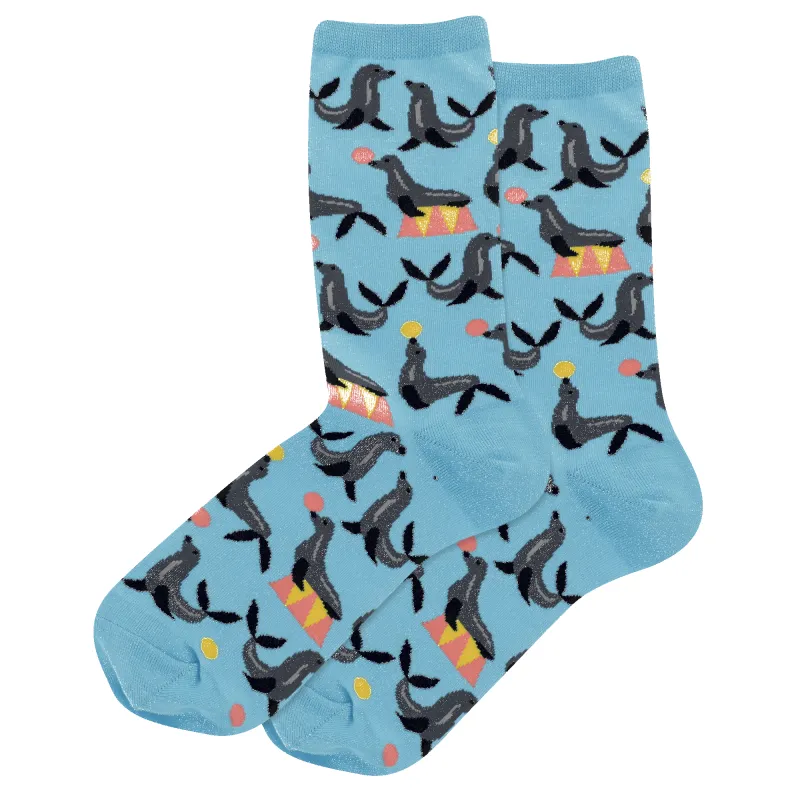 "Seals" Cotton Dress Crew Socks by Hot Sox - Medium(CLEARANCE) made by Hot Sox