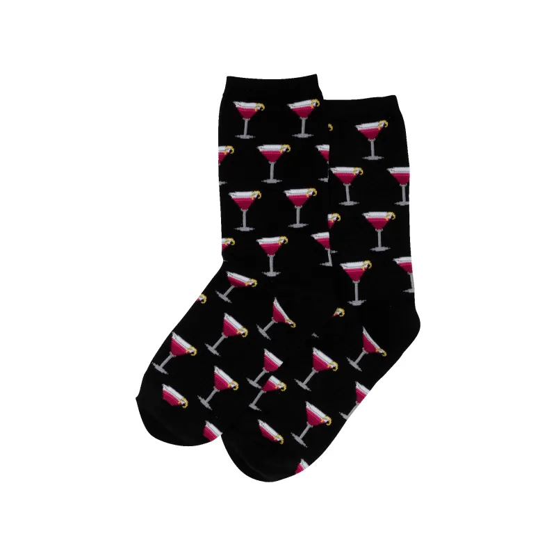 "Cosmo Cocktail" Cotton Crew Socks by Hot Sox - Medium sold by Great Sox