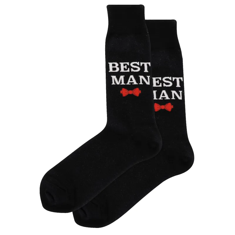 "Best Man" Cotton Crew Socks by HotSox - Large sold by Great Sox