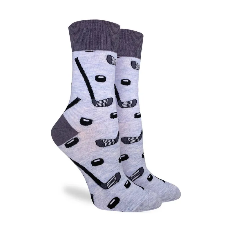 "Hockey Sticks and Pucks" Cotton Crew Socks by Good Luck Sock sold by Great Sox