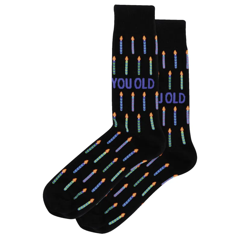"You Old" Cotton Crew Socks by Hot Sox sold by Great Sox