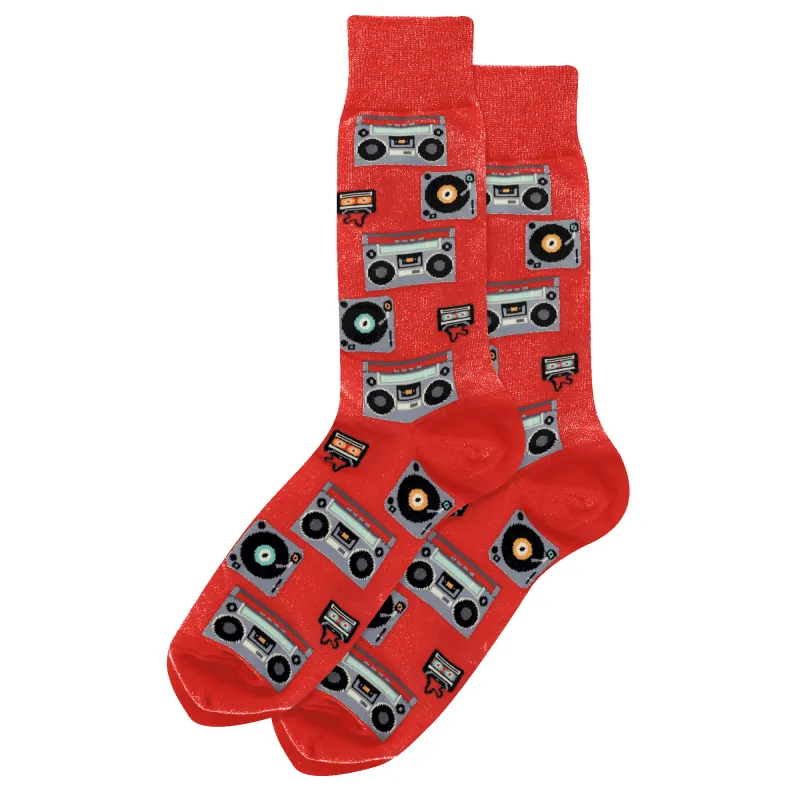 "Retro Music" Cotton Crew Socks by Hot Sox sold by Great Sox