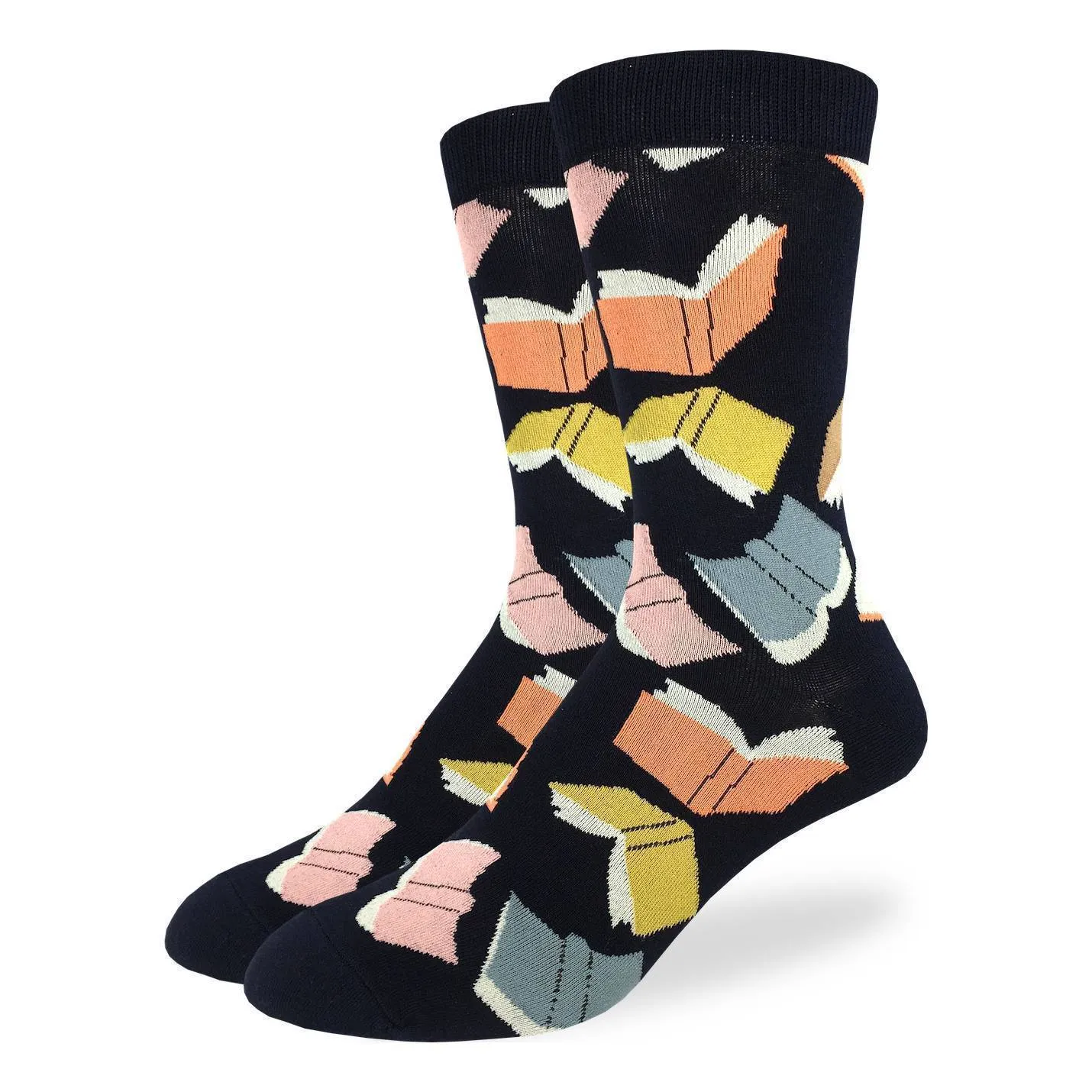 "Flying Books" Cotton Crew Socks by Good Luck Sock sold by Great Sox