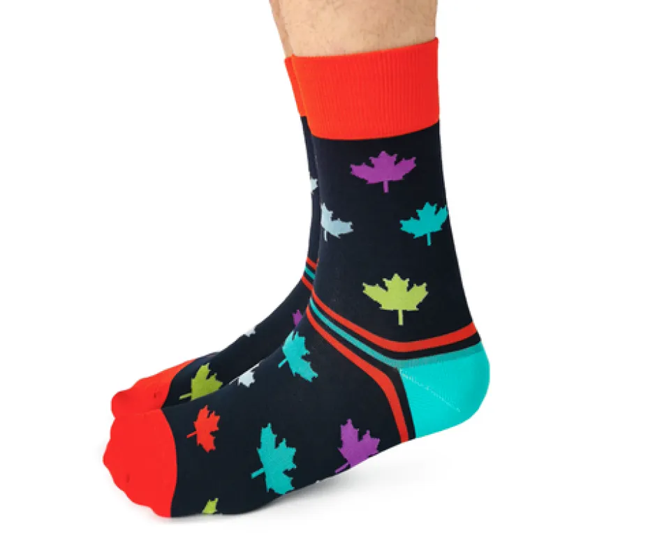 "Canada in Colour" Maple Leaf Crew Socks by Uptown Sox - Large sold by Great Sox