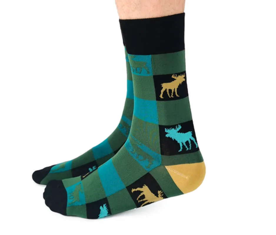 "Boreal Moose" Cotton Crew Socks by Uptown Sox - Large sold by Great Sox