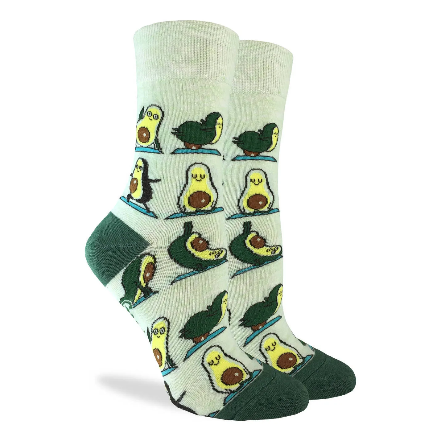 "Avocado Yoga" Cotton Crew Socks by Good Luck Sock sold by Great Sox