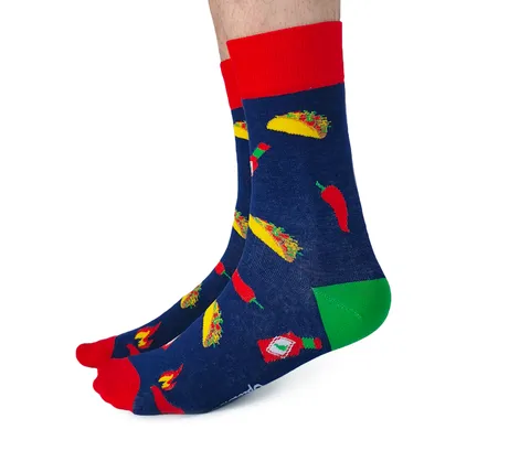 "Muy Caliente" Taco Cotton Crew Socks by Uptown Sox - Large sold by Great Sox