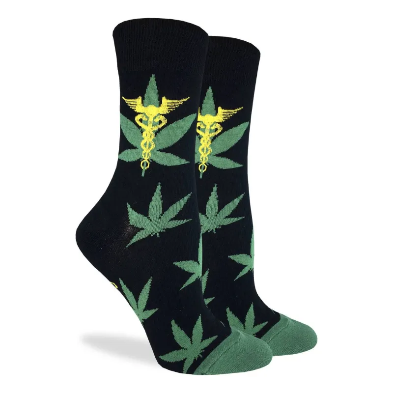 "Marijuana Leaf" Cotton Crew Socks by Good Luck Sock sold by Great Sox