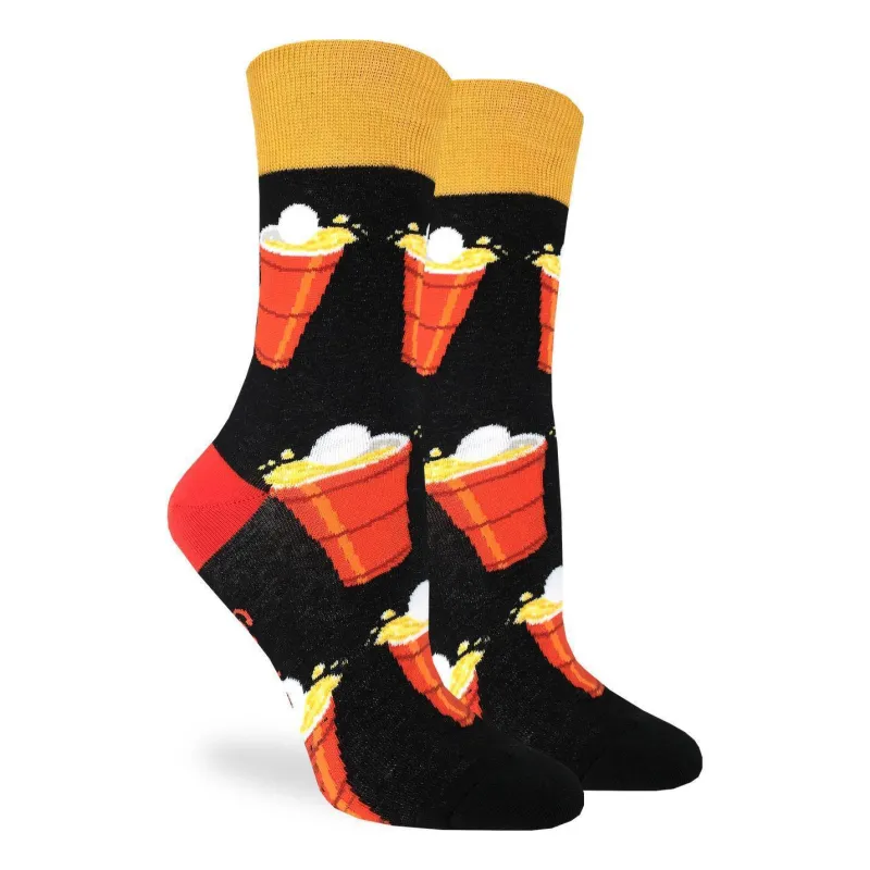 "Beer Pong" Cotton Crew Socks by Good Luck Sock sold by Great Sox