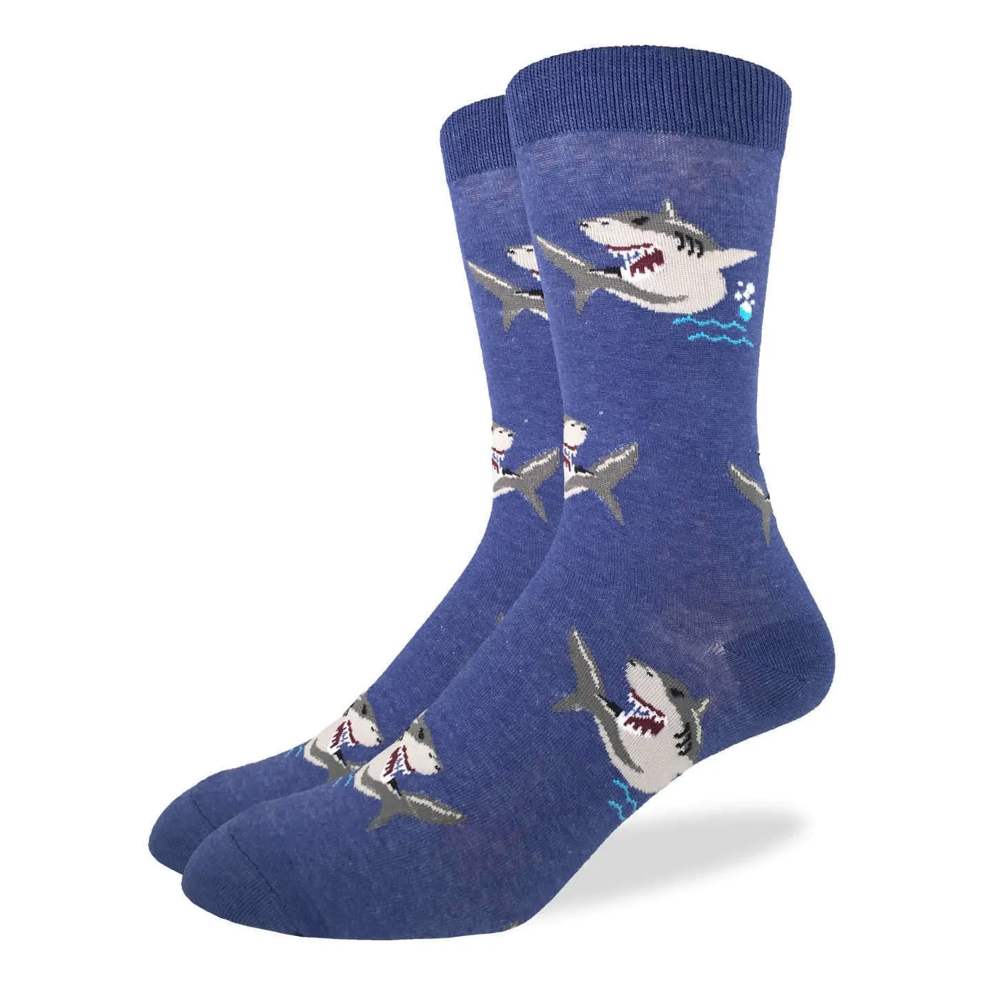 "Shark" Cotton Crew Socks by Good Luck Sock sold by Great Sox