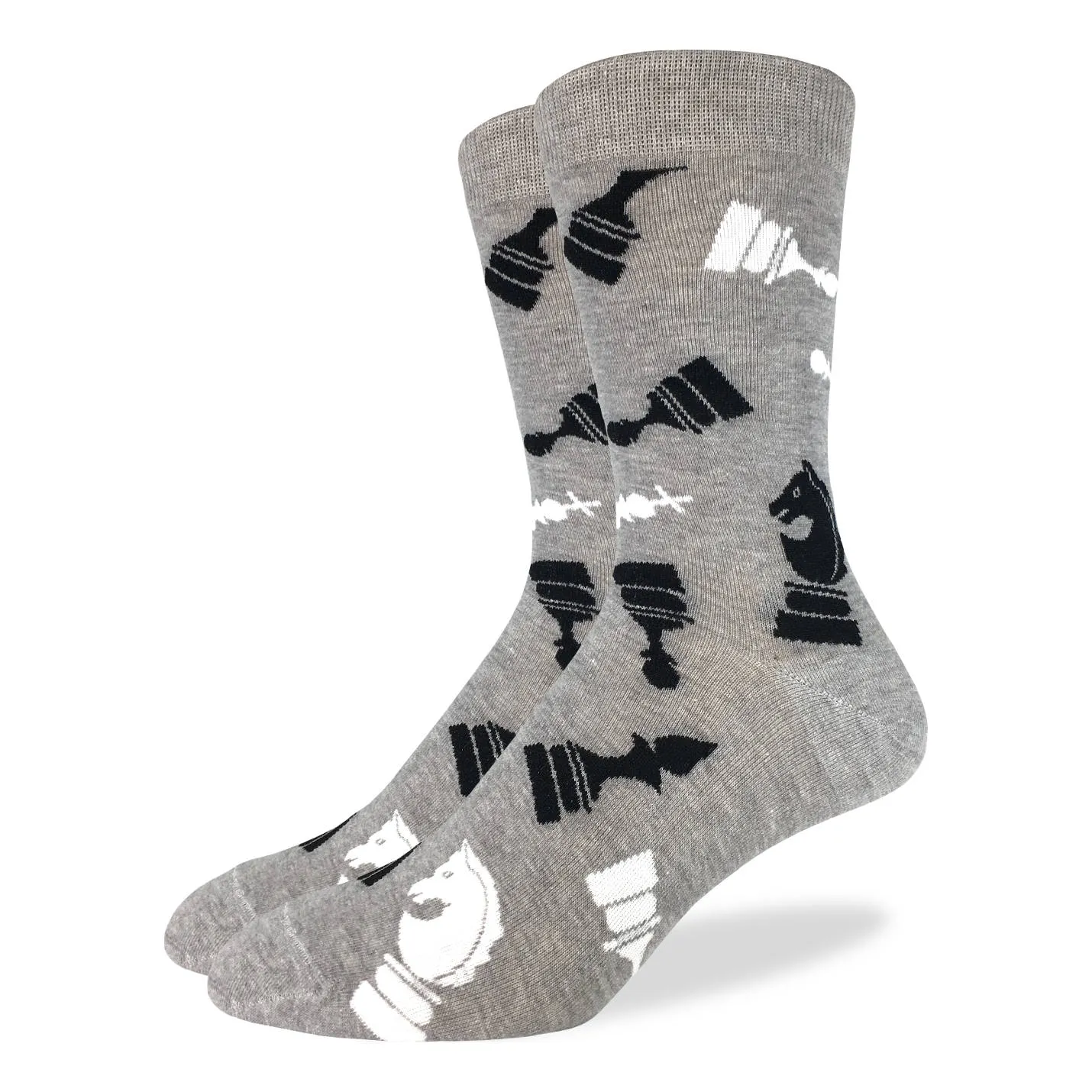 "Chess" Cotton Crew Socks by Good Luck Sock - Large sold by Great Sox