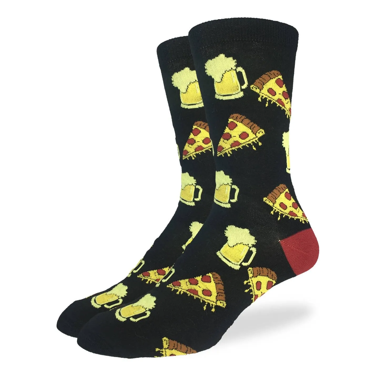 "Pizza & Beer" Cotton Crew Socks by Good Luck Sock - Large sold by Great Sox