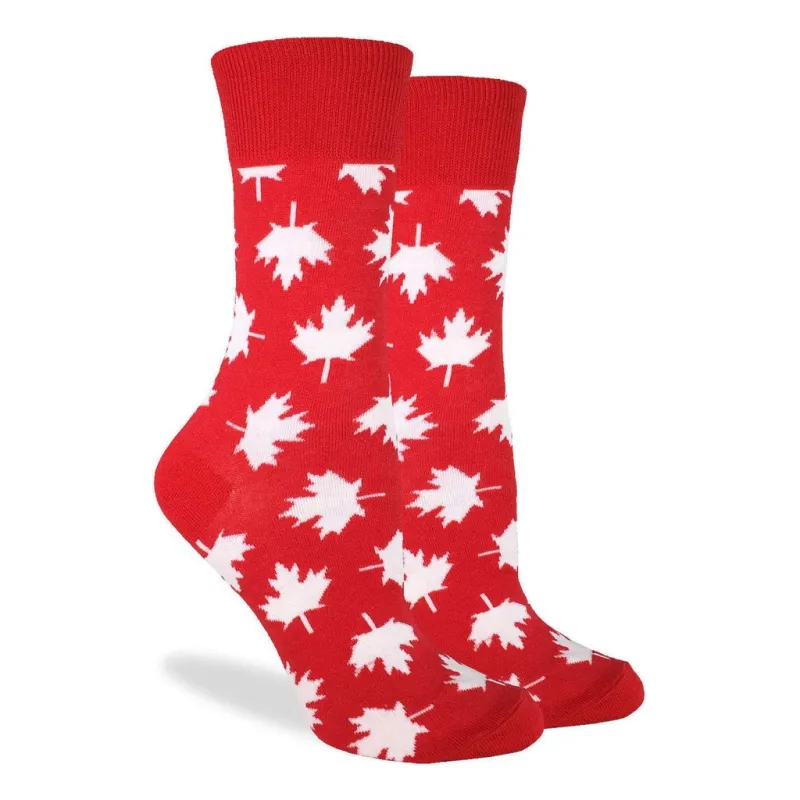 "Canada Maple Leaf" Cotton Crew Socks by Good Luck Sock sold by Great Sox
