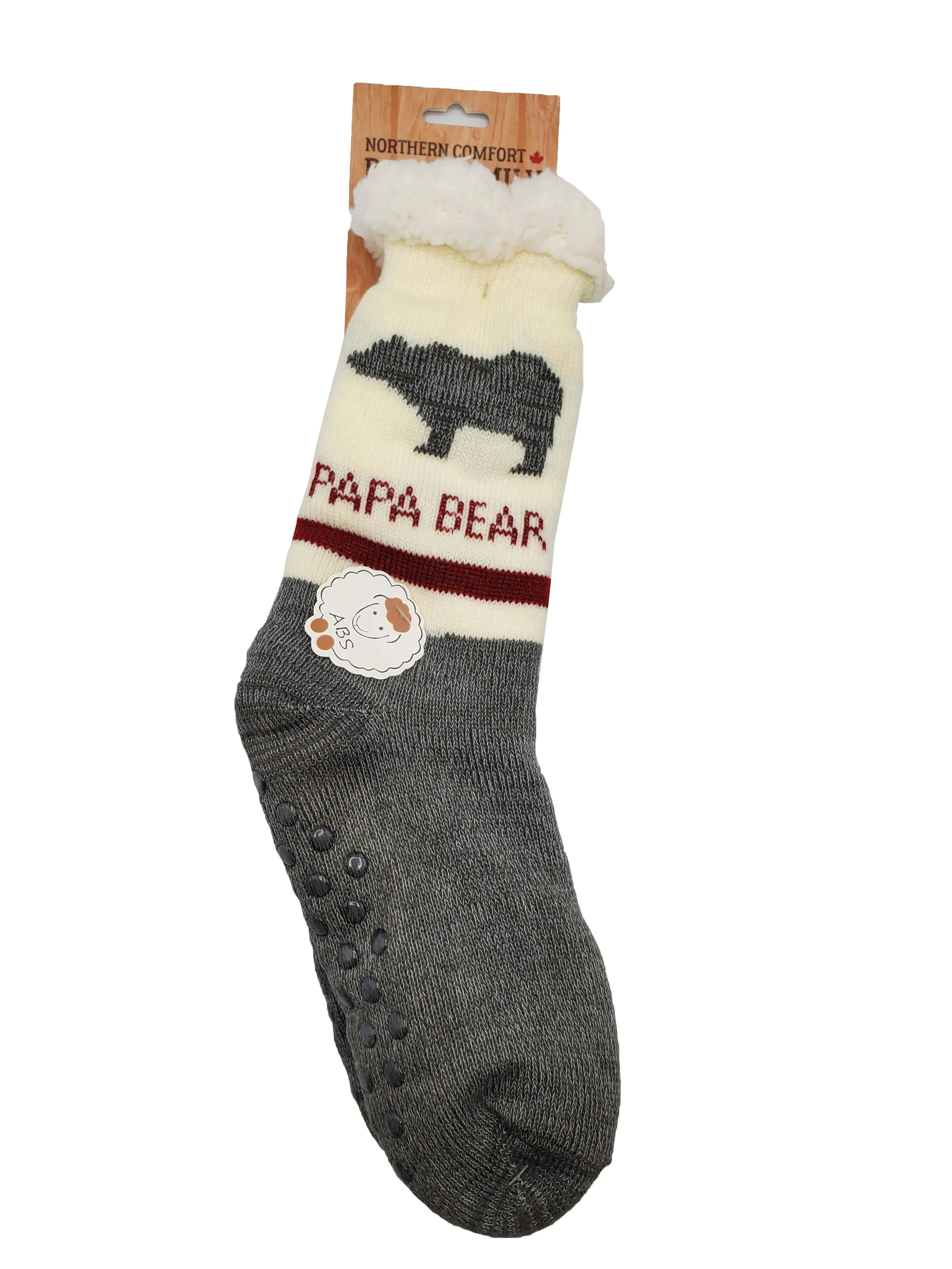 Northern Comfort "Papa Bear" Sherpa-Lined Men's Slipper Socks with Grippers sold by Great Sox