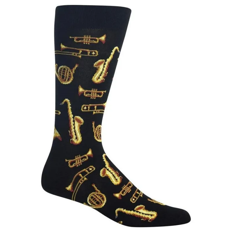 "Jazz Instruments" Cotton Crew Socks by Hot Sox - Large made by Hot Sox