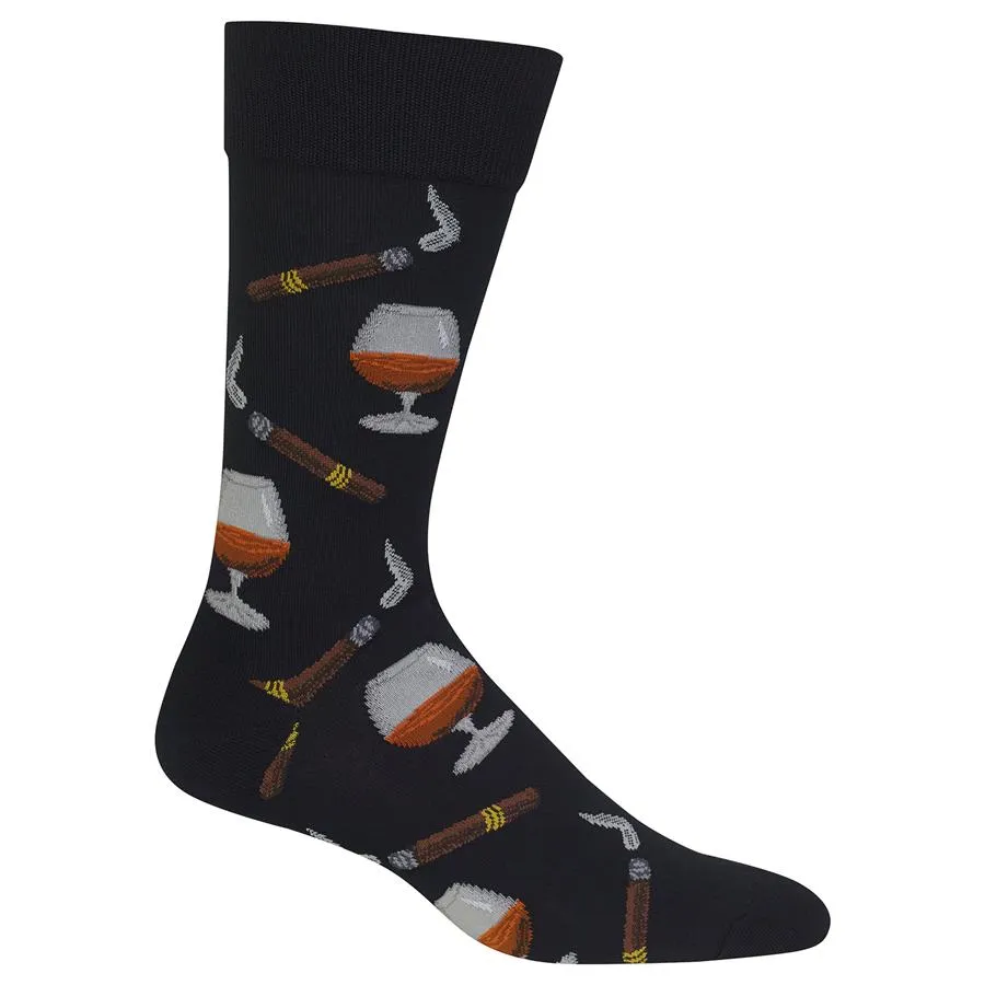 "Cognac & Cigars" Cotton Crew Socks by Hot Sox - Large sold by Great Sox