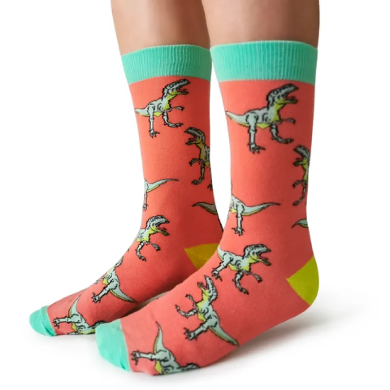 "Classic Jurassic" Cotton Crew Dinosaur Socks by Uptown Sox sold by Great Sox