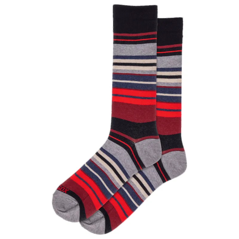 "Mixed Stripe" Cotton Crew Socks by Hot Sox - Large sold by Great Sox