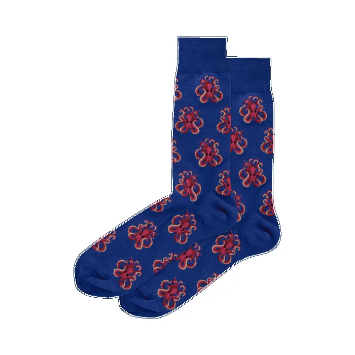 "Octopus" Cotton Crew Socks by Hot Sox - Large sold by Great Sox